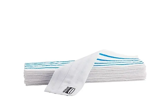 Rubbermaid Commercial HYGEN Disposable Microfiber Pad 4.75 x 19 White/Blue Stripes 50/Pack 3