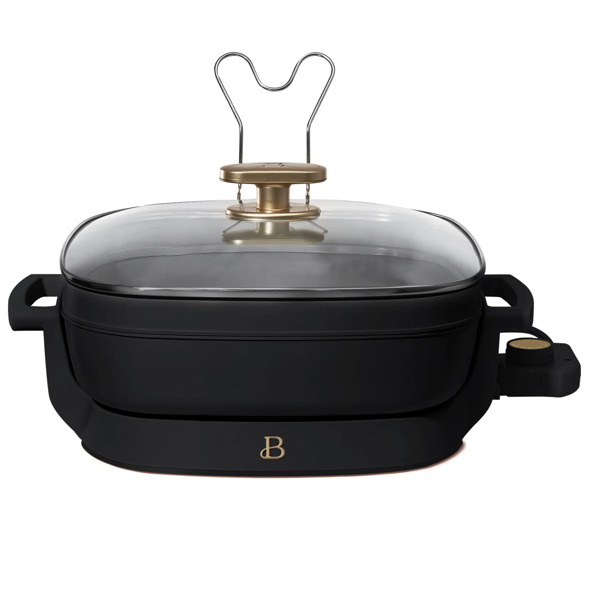 Beautiful 5 in 1 Electric Skillet - Expandable up to 7 Qt with Glass Lid, Black Sesame by Drew Barrymore