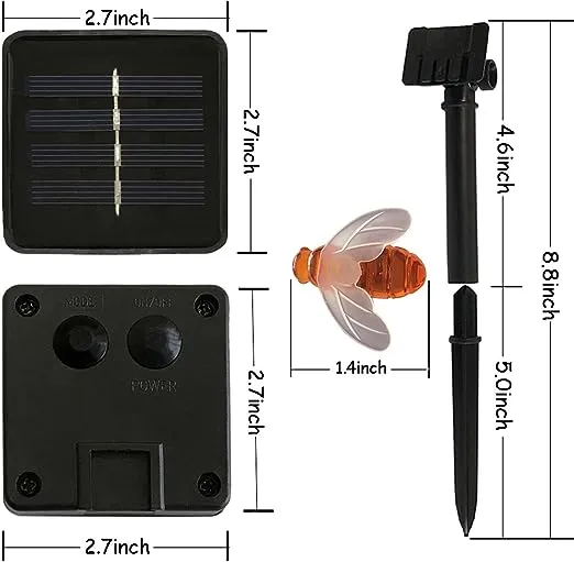 SEMILITS Solar String Lights 20LED Outdoor Waterproof Simulation Honey Bees Decor for Garden Xmas Decorations Warm White