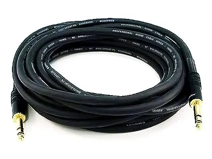 Monoprice 1/4-Inch TRS Male to 1/4-Inch TRS Male Cable - 50 Feet- Black, 16AWG, Gold Plated - Premier Series