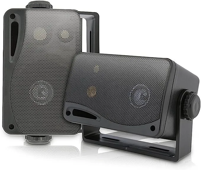 Pyle PLMR24B 3.5", 200-Watt, 3-Way Weatherproof Mini-Box Speaker System (Black)