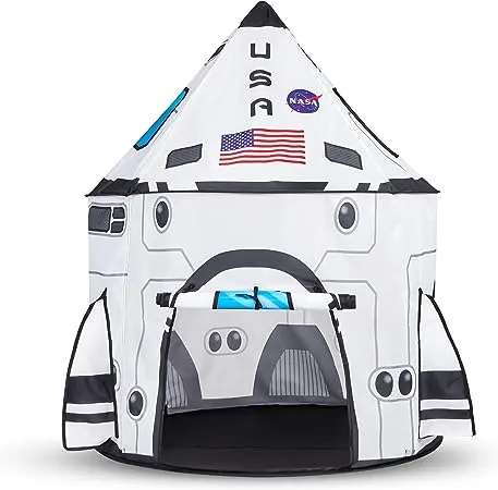 JOYIN Rocket Ship Play Tent Pop up Play Tent with Astronaut Helmet for School Classroom Dress Up, Present Stocking