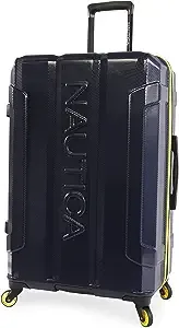 NAUTICA Maker Hardside Spinner Luggage, Navy/Yellow, Checked-Large 29-Inch