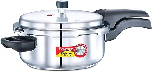 Prestige 3L Alpha Deluxe Induction Base Stainless Steel Pressure Cooker, 3.0-Liter