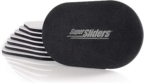 Super Sliders 9 1/2" x 5 3/4" Reusable XL Heavy Furniture Sliders for Carpet, Brown (8 Pack)