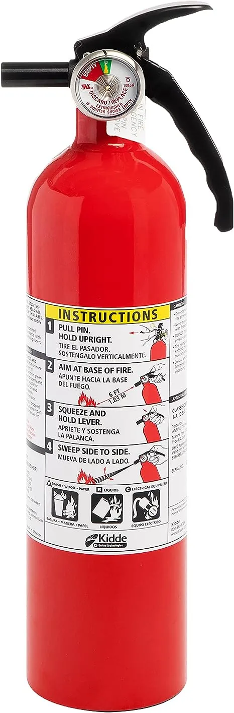 Kidde Fire Extinguisher for Home, 1-A:10-B:C, Dry Chemical Extinguisher, Red, Mounting Bracket Included, 4 PackKidde Fire Extinguisher for Home, 1-A:10-B:C, Dry Che…