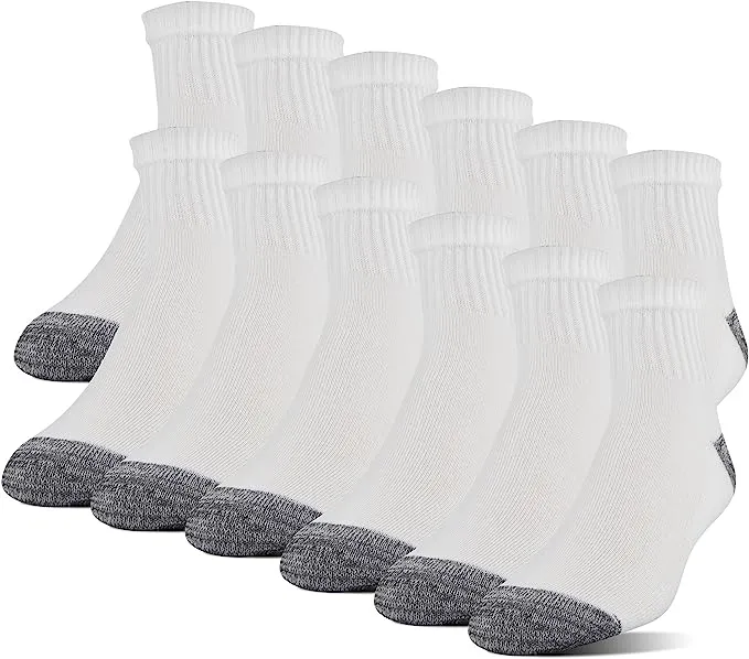 Gildan Men's Polyester Half Cushion Ankle Socks, 12-Pairs