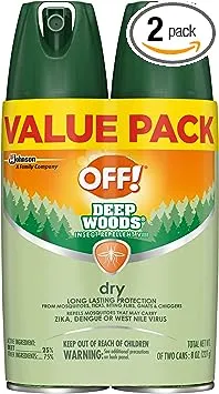 OFF! Deep Woods Insect Repellent Aerosol, Dry, Non-Greasy Bug Spray with Long Lasting Protection from Mosquitoes, 4 oz, 2 ct