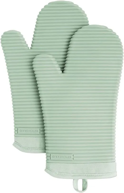 KitchenAid Ribbed Soft Silicone Ink Blue Oven Mitt Set (2-Pack)