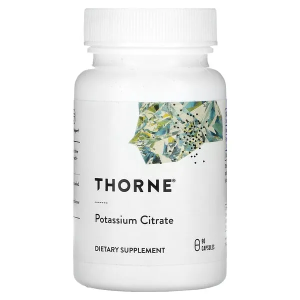 Thorne Potassium Citrate, Highly-Absorbable Potassium Supplement for Kidney, Heart, and Skeletal Support, 90 Capsules