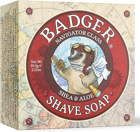 Badger - Shaving Soap Puck, Aloe Vera & Coconut Oil with Bergamot Essential Oil, Natural Shave Soap Puck, Mens Shaving Soap Bar, Shaving Cream Puck, 3.15 oz Bar