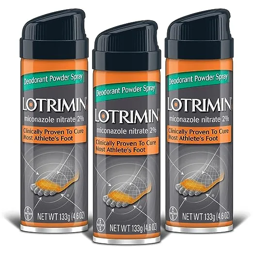 Lotrimin Athlete's Foot Deodorant Antifungal Powder Spray, Miconazole Nitrate 2%, Clinically Proven Effective Antifungal Treatment of Most AF, Jock Itch & Ringworm, 4.6 Ounces Spray Can (Pack of 3)