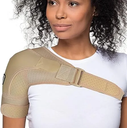 FIGHTECH Shoulder Brace for Torn Rotator Cuff | Pain Relief, Support and Compression Sleeve Wrap Stability Recovery Fits Left Right Arm, Men & Women (Nude), Large/X-Large (Pack of 1)