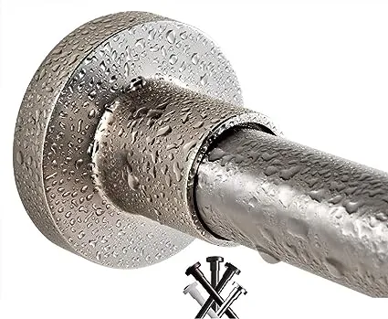 BRIOFOX Tension Curtain Rod 43-73 Inches Brushed Nickel, Never Rust and Non-Slip and Heavy Duty Shower Curtain Rod, 304 Stainless Steel