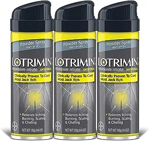 Lotrimin AF Jock Itch Antifungal Powder Spray, Miconazole Nitrate 2% - Antifungal Treatment of Most Jock Itch, 4.6 Ounces (133 Grams) Spray Can (Pack of 3)