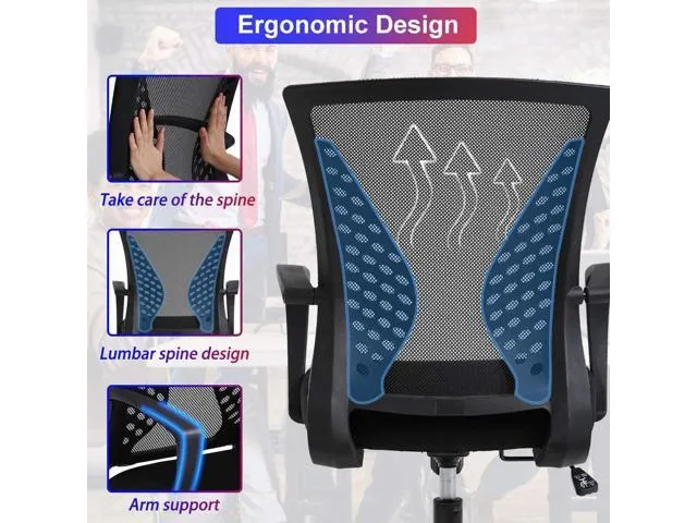 SeekFancy Ergonomic Office Chair, High Back Mesh Desk Chair with Adjustable Lumbar Support and Headrest, Black Computer Gaming Chair, Executive