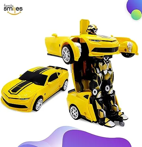 Kids RC Toy Sport Car Transforming Robot Remote Control One Button Transformat