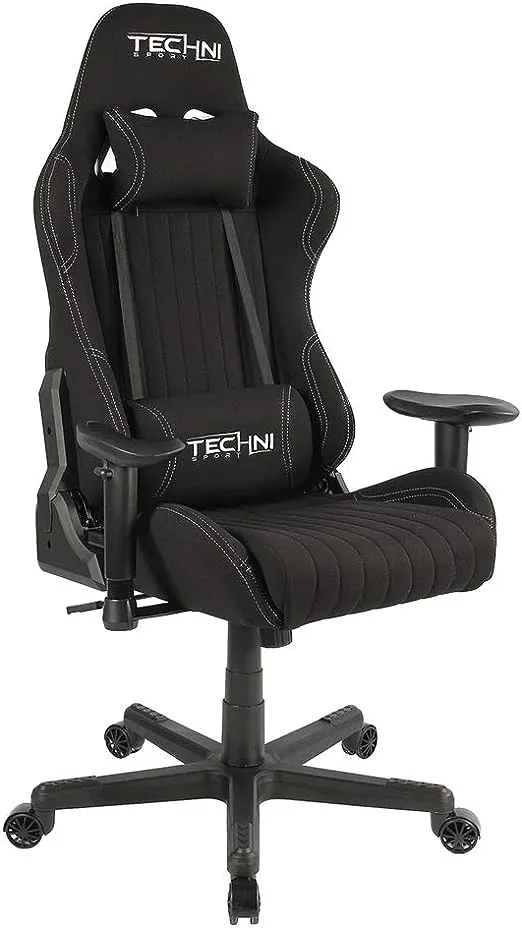 Techni Sport TS-F44 Fabric Ergonomic High Back Video Gaming Chair, Black (RTA-TSF44-BK)