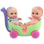 JC Toys Lil' Cutesies Twins 8.5" All Vinyl Dolls Stroller Set