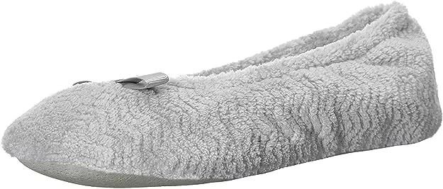 Isotoner Women's Chevron Microterry Ballerina Slipper - Light Gray