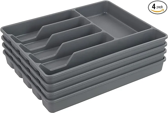 Teyyvn 4-Pack Plastic Cutlery Storage Tray