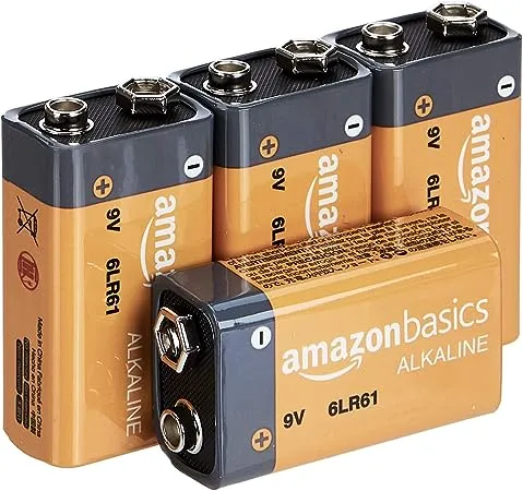 Amazon Basics Everyday Alkalibatterien, 9 V, 4 Stück (Aussehen Kann Variieren)