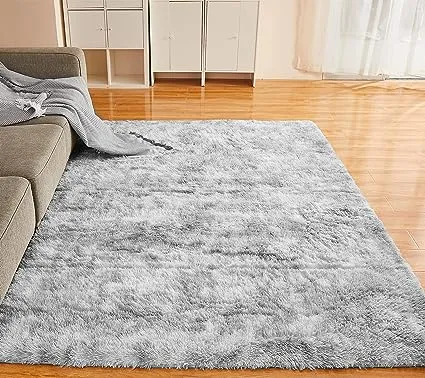 YOBATH Fluffy 8x10 Area Rugs for Living Room Bedroom, Large Modern Soft Shag Rugs for Kids Girls Boys, Non-Slip Plush Shaggy Rugs for Playroom Nursery Dorm Room, Tie-Dyed Light Grey