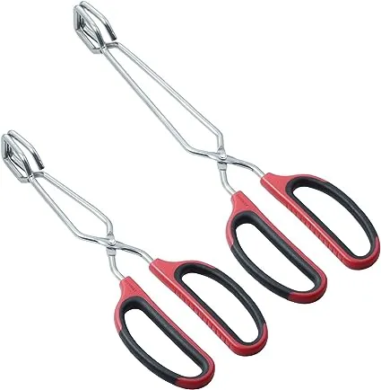 HINMAY Stainless Steel Scissor Tongs 10-Inch and 12-Inch Set, Set of 2