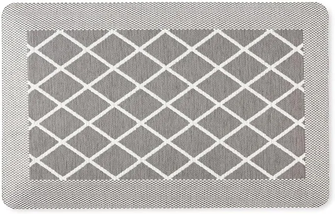 Martha Stewart Miles Modern Diamond Anti-Fatigue Air-Infused Kitchen Mat, Grey, 19.6"x32"