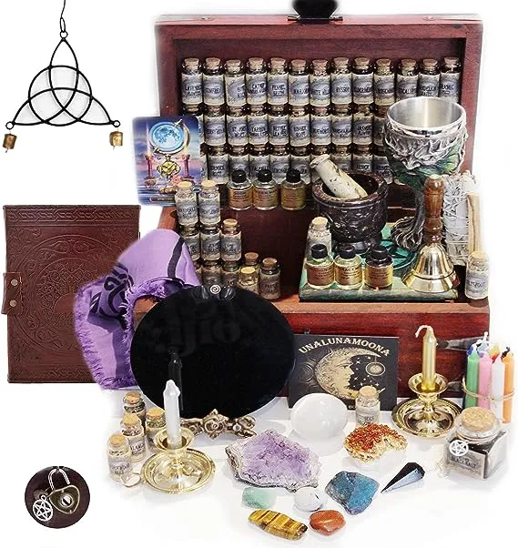 UnaLunaMoona Huge Witchcraft Kit,116 Wiccan Supplies and Tools, Altar Supplies, Witch Starter Kit, Altar Starter Kit, Witch Kit, Alter Witchcraft, Wiccan Altar Supplies, Book of Shadows