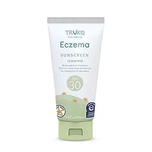 TruKid Eczema SPF30 Face Sunscreen Unscented 3.4oz Baby Sunscreen, Natural Ingredients Kids Sunscreen, Reef-Friendly Travel Size Sun Screen, Beach Defense Sunscreen for Kids, Toddlers, Babies & Adults