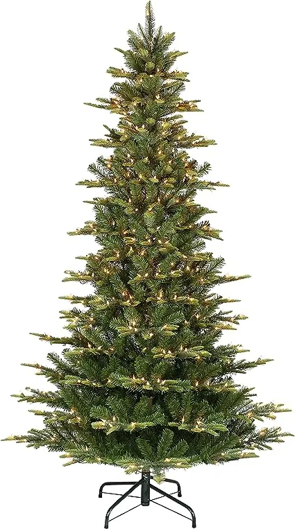 Puleo International 6.5 ft. Pre-Lit Slim Aspen Fir Artificial Christmas Tree with 350 UL-Listed Clear Lights