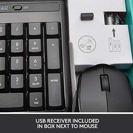 Logitech MK345 Wireless Combo Full-Sized Keyboard with Palm Rest and Comfortable Right-Handed Mouse, 2.4 GHz Wireless USB Receiver, Compatible with PC, Laptop,Black