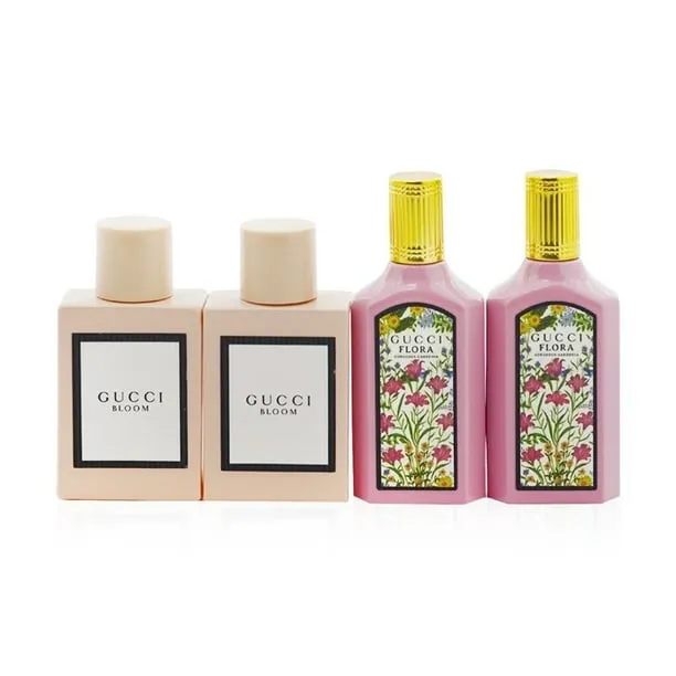 Gucci 4 Piece Mini Perfumes for Women Fragrance Gift Set - 2 ea Bloom EDP 0.16 oz splash and Flora Gorgeous Gardenia EDP 0.16 oz splash