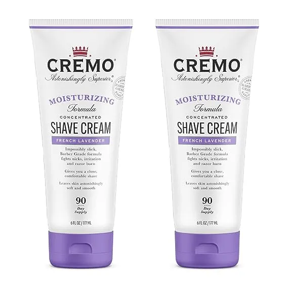 Cremo French Lavender Moisturizing Shave Cream, Astonishingly Superior Shaving Cream For Women, Fights Nicks, Cuts and Razor Burn, 6 Fl Oz (2 Pack)