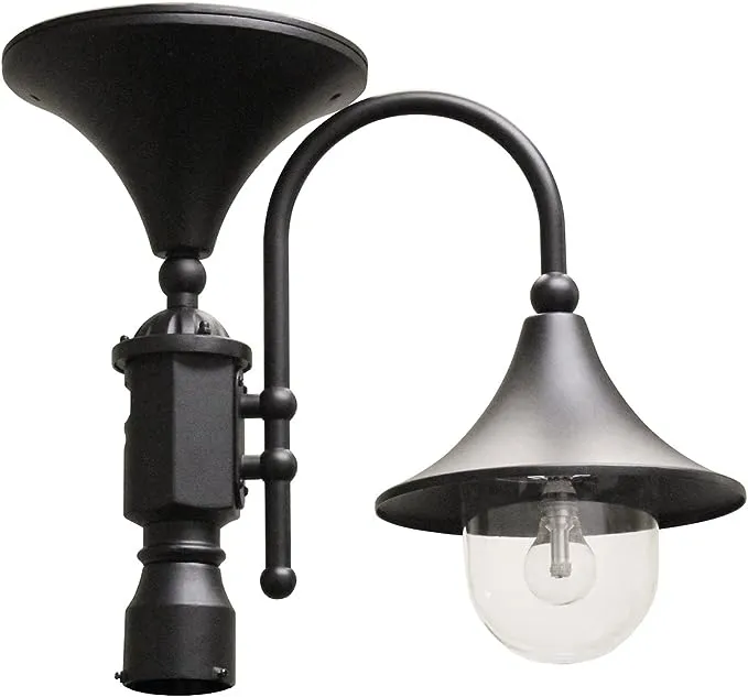 Gama Sonic Everest Outdoor Solar Lamp Post Light, Black Aluminum Downlight Lamp, 3-inch Fitter for Lamp Posts or Pier Mount (Sold Separately), Warm White Light 2700K, 109012