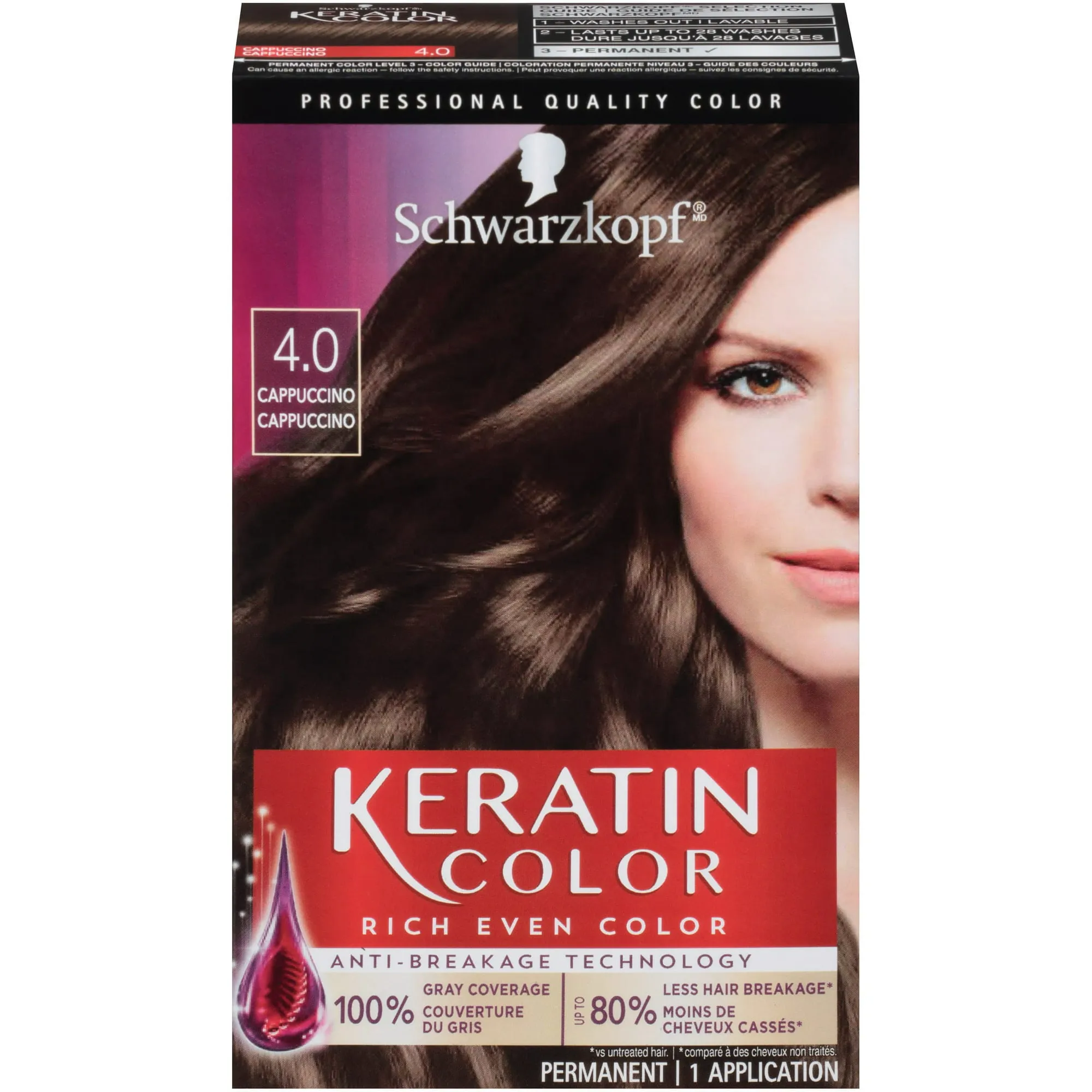 Schwarzkopf Keratin Color Permanent Hair Color Cream, 1.9 Rich Caviar