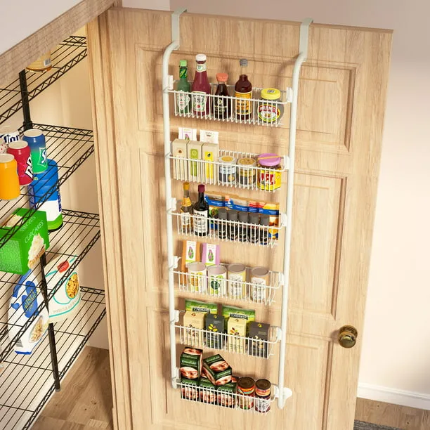 6-Tier Hanging Kitchen Basket Over the Door Pantry Organizer Kitchen Spice Rack