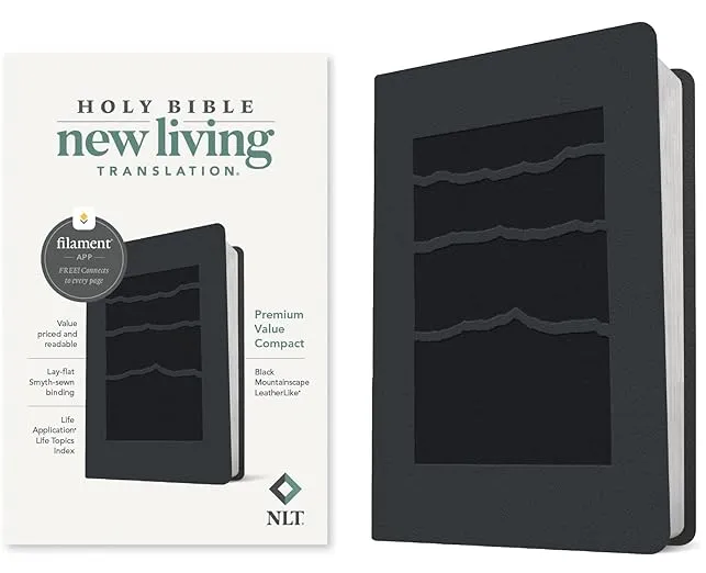 NLT Premium Value Compact Bible, Filament-Enabled Edition (Leatherlike, Black Mountainscape) [Book]