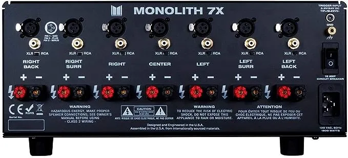 Monolith by Monoprice 7x200 Watts per Channel Multi-Channel Home Theater Power Amplifier