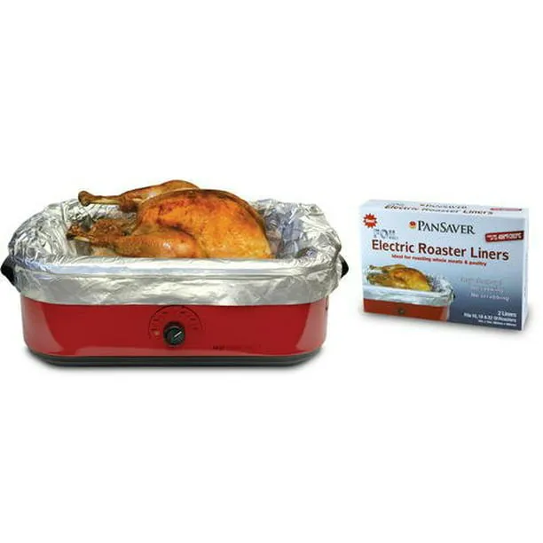 Pansaver Foil Electric Roaster Liners, 3 Box Bundle (6 Liners for Roasters). Fits 16, 18 and 22 Quart Roasters. Best Liners for Roasting Whole Meats.