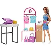 Barbie Doll & Accessories, Make & Sell Boutique Playset with Display Rack, Create Foil Designs