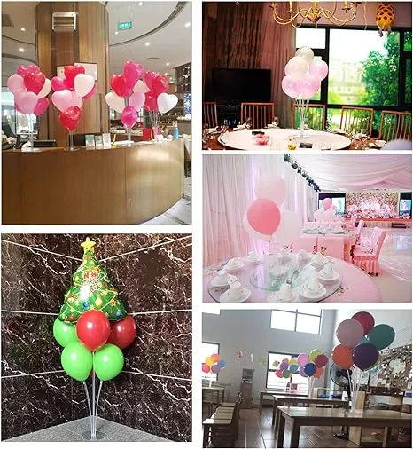 6 Sets 30" Height Table Balloon Stand Kit for Birthday Decorations, Wedding Decorations, party Decorations,Clear Table Desktop Balloon Holder with 11 Balloon Sticks, 7 Balloon Cups and 1 Balloon Base