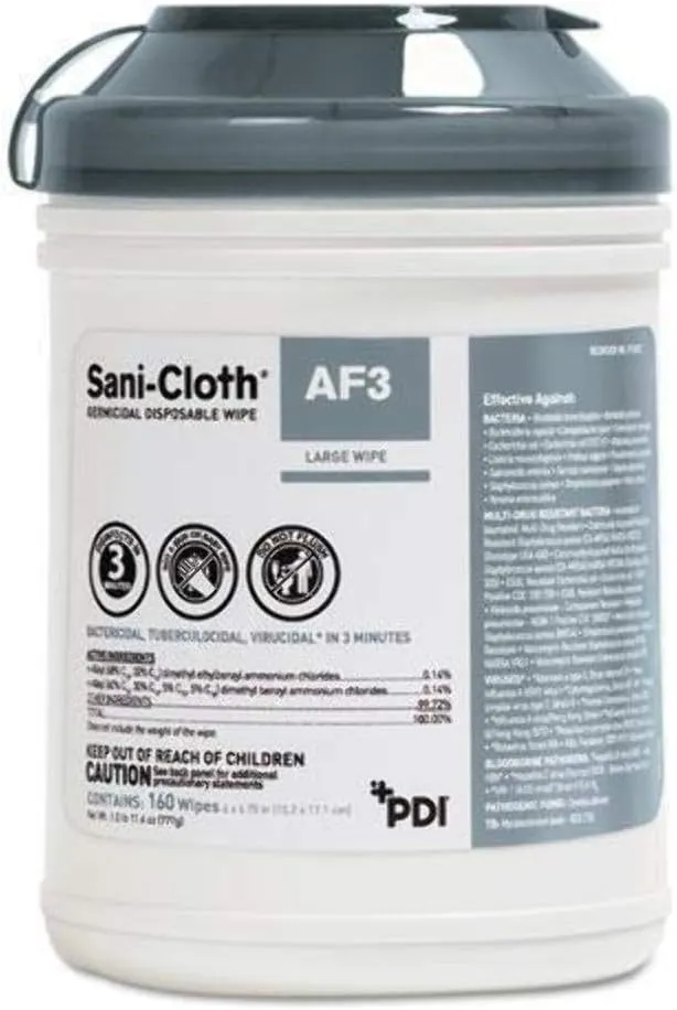 Sani-Cloth AF3 Germicidal Disposable Wipes, 160 Wipes/Can (12 Canisters) 