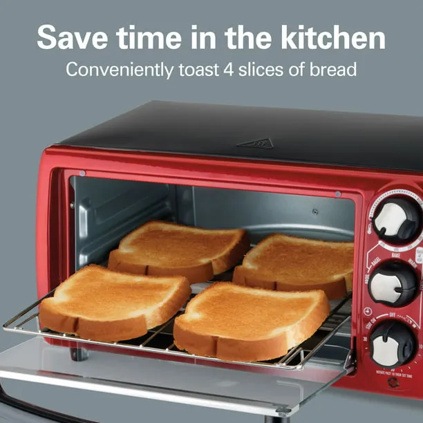 Hamilton Beach 4-Slice Toaster Oven, Red