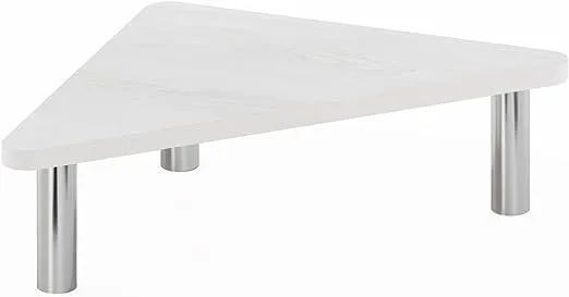 Furinno 18133WOKSS Turn-N-Tube Corner Monitor Riser Stand, White Oak & Stainless Steel Tubes