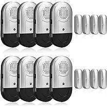 SANJIE Sliding Door Alarm Window Alarms for Kids Home Safety| 120dB Loud Wireless Open Alarm with Battery for Dementia Patients Safety, Refrigerator, Pool Silver, 5 Pack Magnetic Sensor