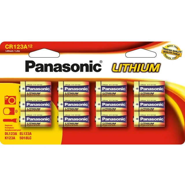 Panasonic Energy Corporation CR-123PA/12B CR123A Lithium Batteries, Pack of 12Panasonic Energy Corporation CR-123PA/12B CR123A Lithium Batteries, Pack of 12