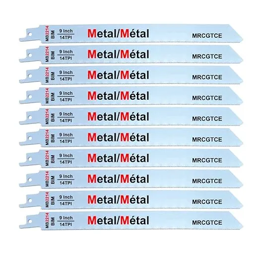 10 Piece 9” 14-TPI Thick Metal Cutting Reciprocating Saw Blades