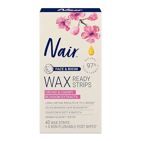 Nair Hair Remover Wax Ready-Strips 40 Count Face/Bikini (3 Pack)